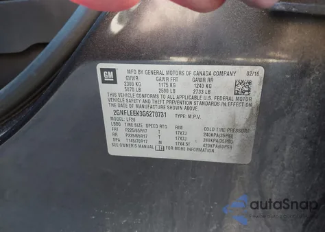 2016 Chevrolet Equinox Ls z USA, uszkodzony, nr VIN 2GNFLEEK3G6270731